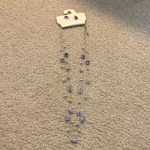 NWT. Elegant Purple and Silver Necklace Set